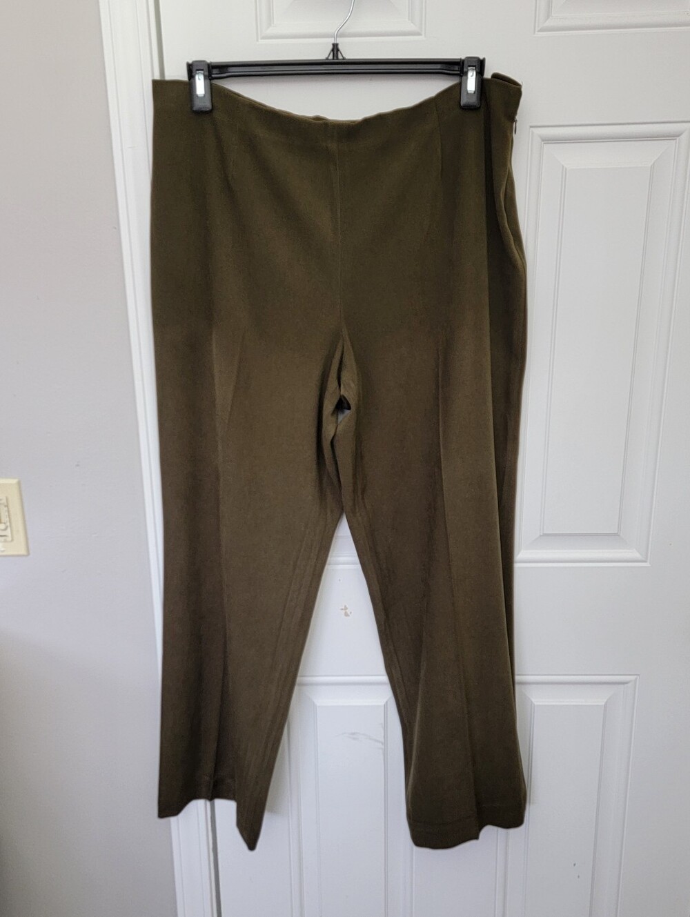 Coldwater Creek Green Straight Leg Dress Pants Stretch Tweed Faux Suede Size 16